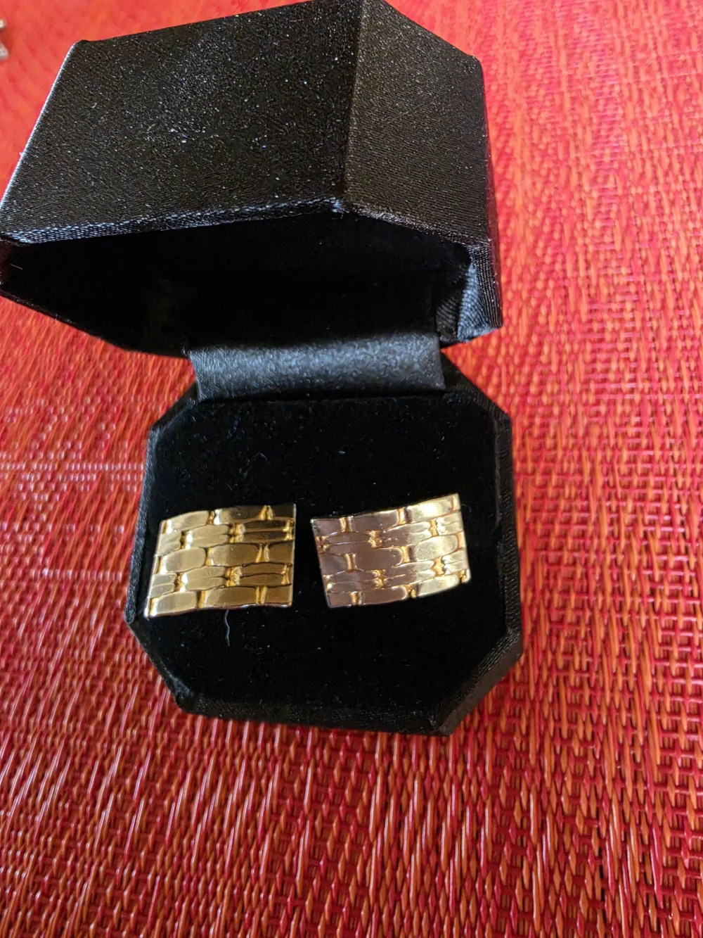 Silver/Gold-Tone Men's Cufflinks - Classic Linked Panel - Vintage - EUC